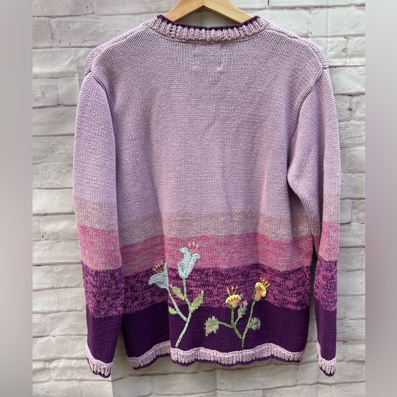 VTG Storybook Knits size M floral cardigan Grannycore sweater Cottagecore - Picture 3 of 5